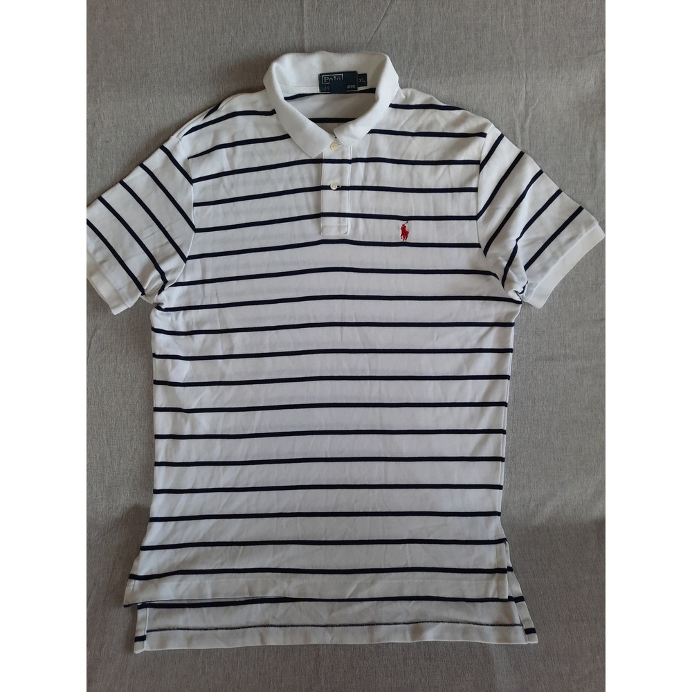 Polo by Ralph Lauren Men XL Stripe  Embroider Pony Logo Polo Shirt SS PureCotton